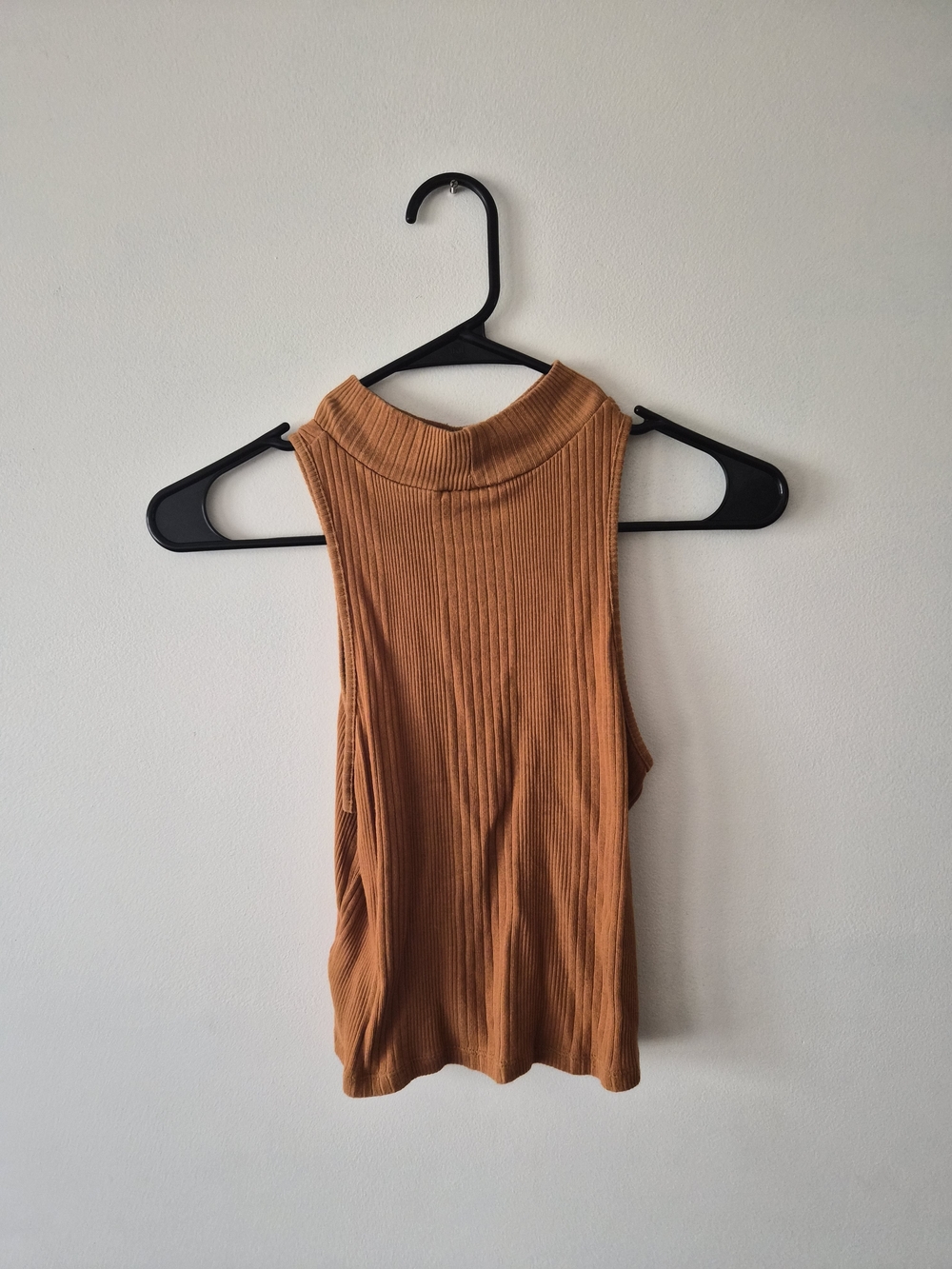 Ribbed Mock Neck Tank Top - Rust